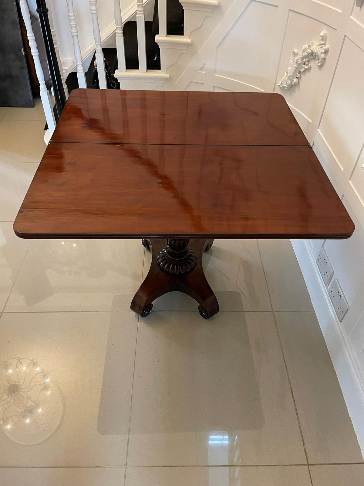 Other Antique William IV Quality Figured Mahogany Tea Table For Sale