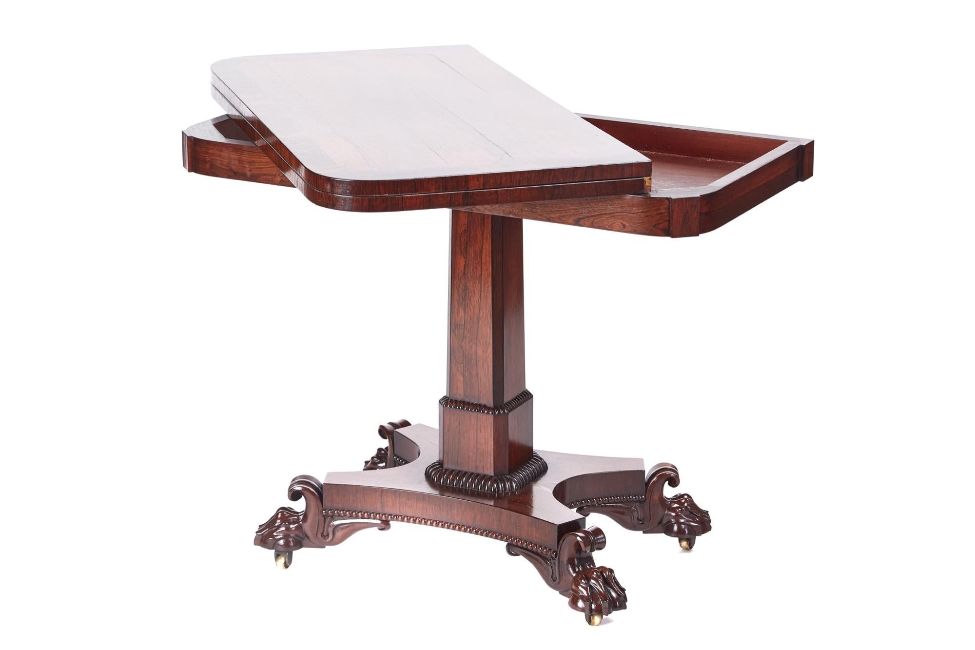 English Antique William IV Rosewood Card/Side Table For Sale