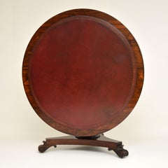Antique William IV Rosewood Leather Top Drum, Dining or Centre Table