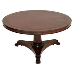 Antique William IV Rosewood Leather Top Drum, Dining or Centre Table