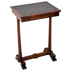 Antique William IV Rosewood Leather Top Side Table
