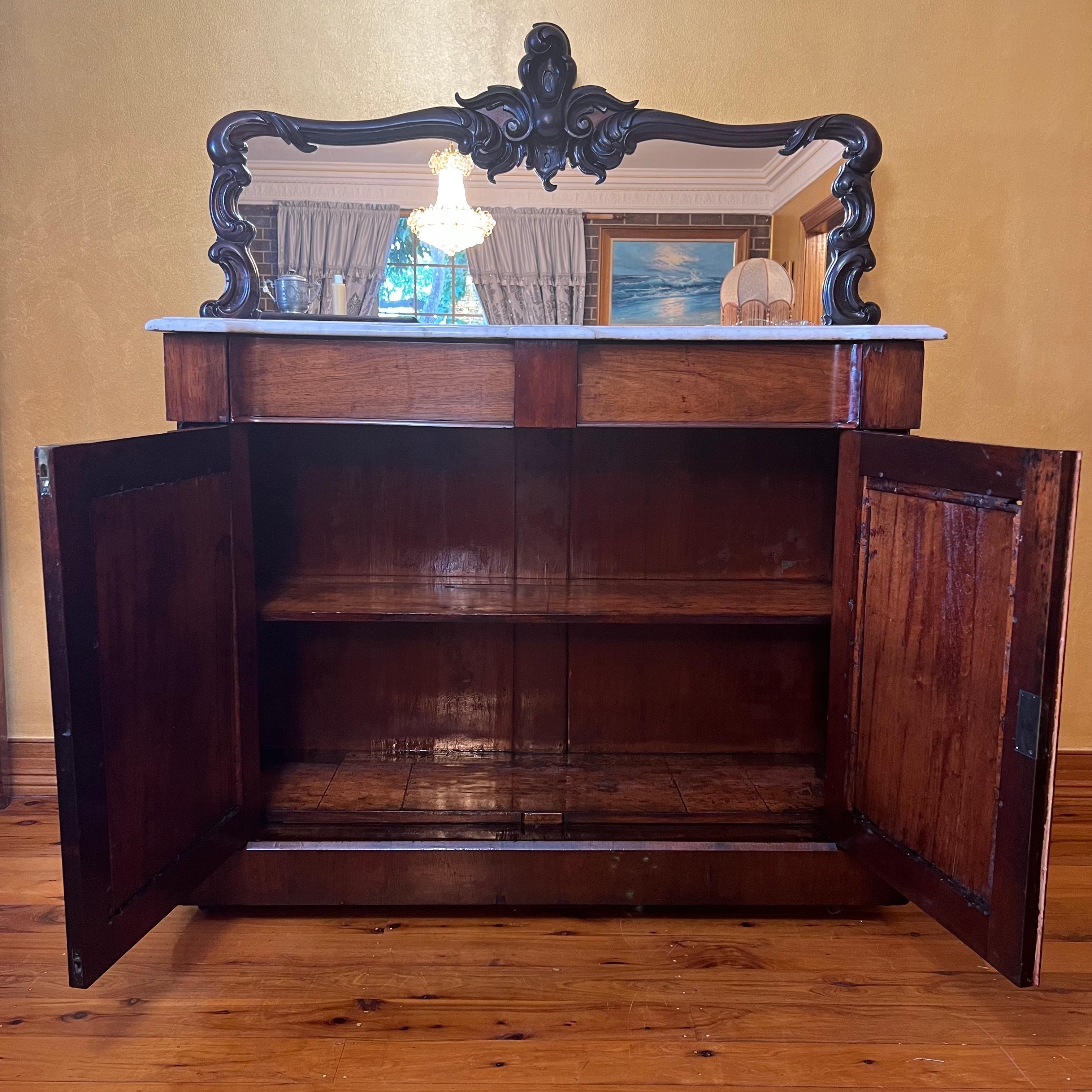 Antique William IV Rosewood Mirror Chiffonier For Sale 2