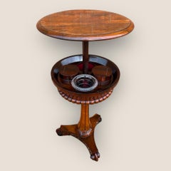 Antique William IV Rosewood Teapoy Occasional Tripod Base Table & Tea Caddies