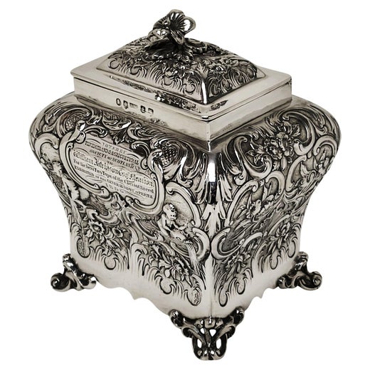 Antique William IV Scottish Silver Tea Caddy Box Edinburgh, Scotland 1836
