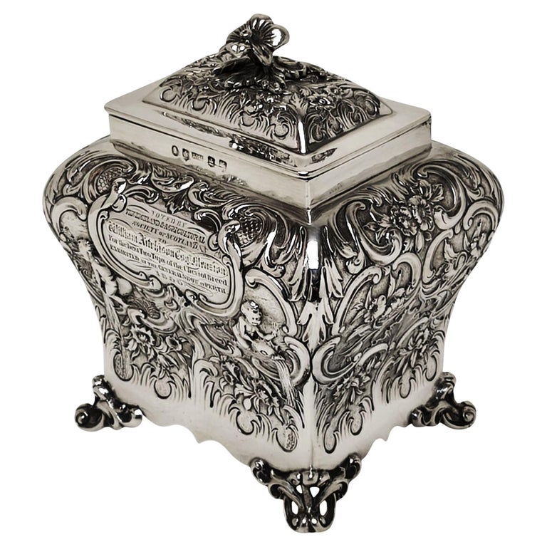 Antique William IV Scottish Silver Tea Caddy Box Edinburgh, Scotland 1836