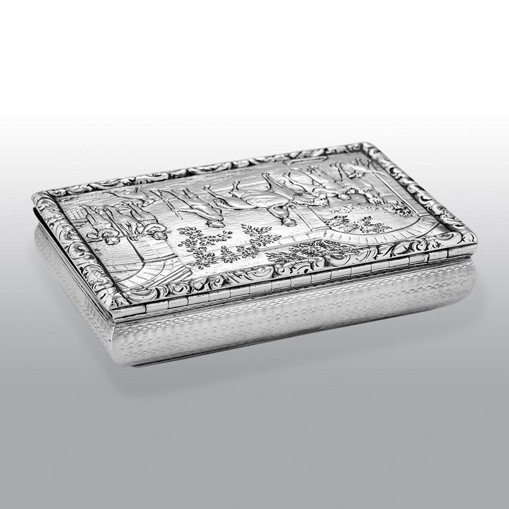 Embossed Antique William IV Scottish Sterling Silver Snuff Box James Naismith For Sale