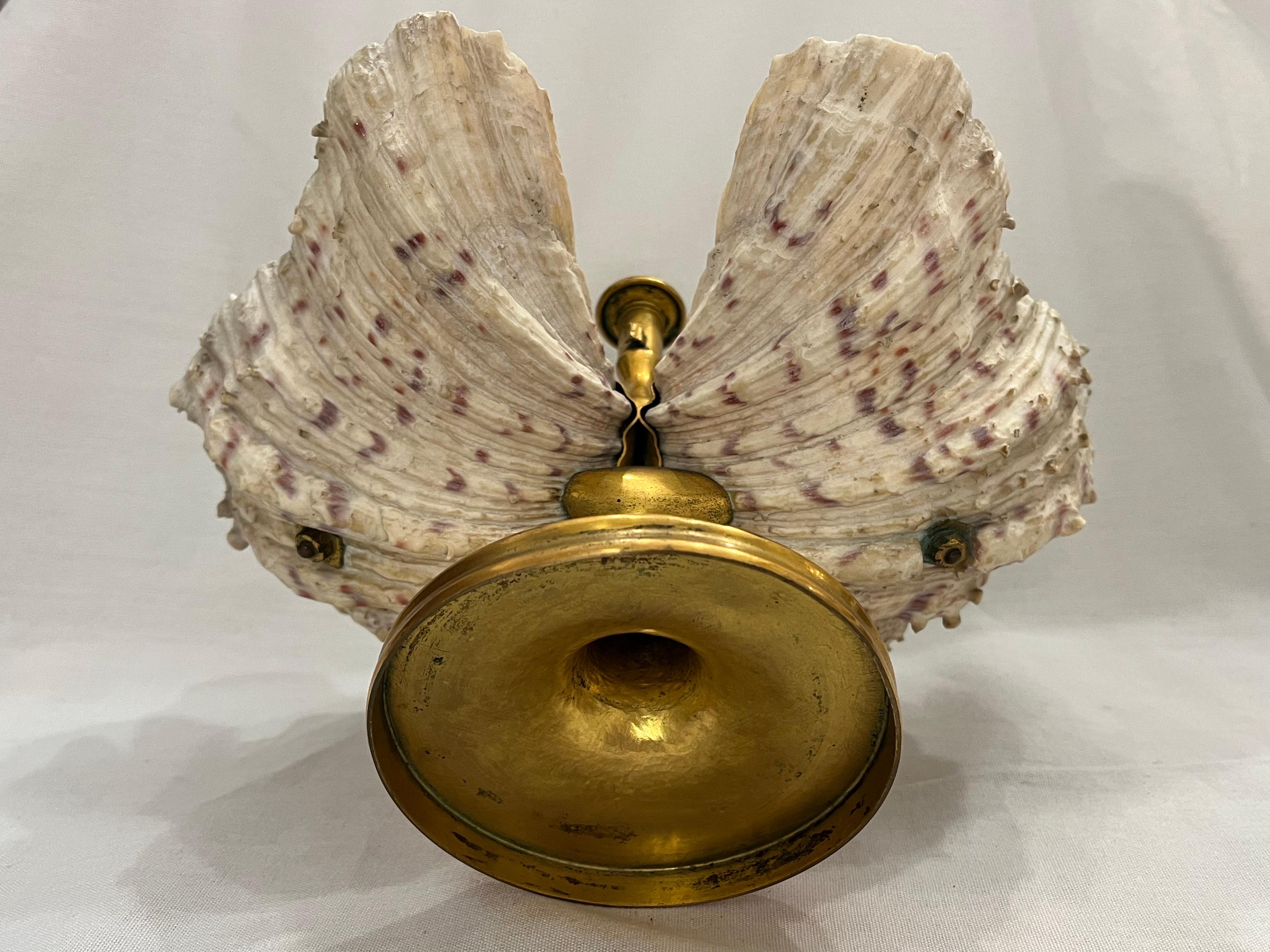 Antique William IV Shell Gilt Bronze Double Inkwell with Pen Rest Candle Stand For Sale 11