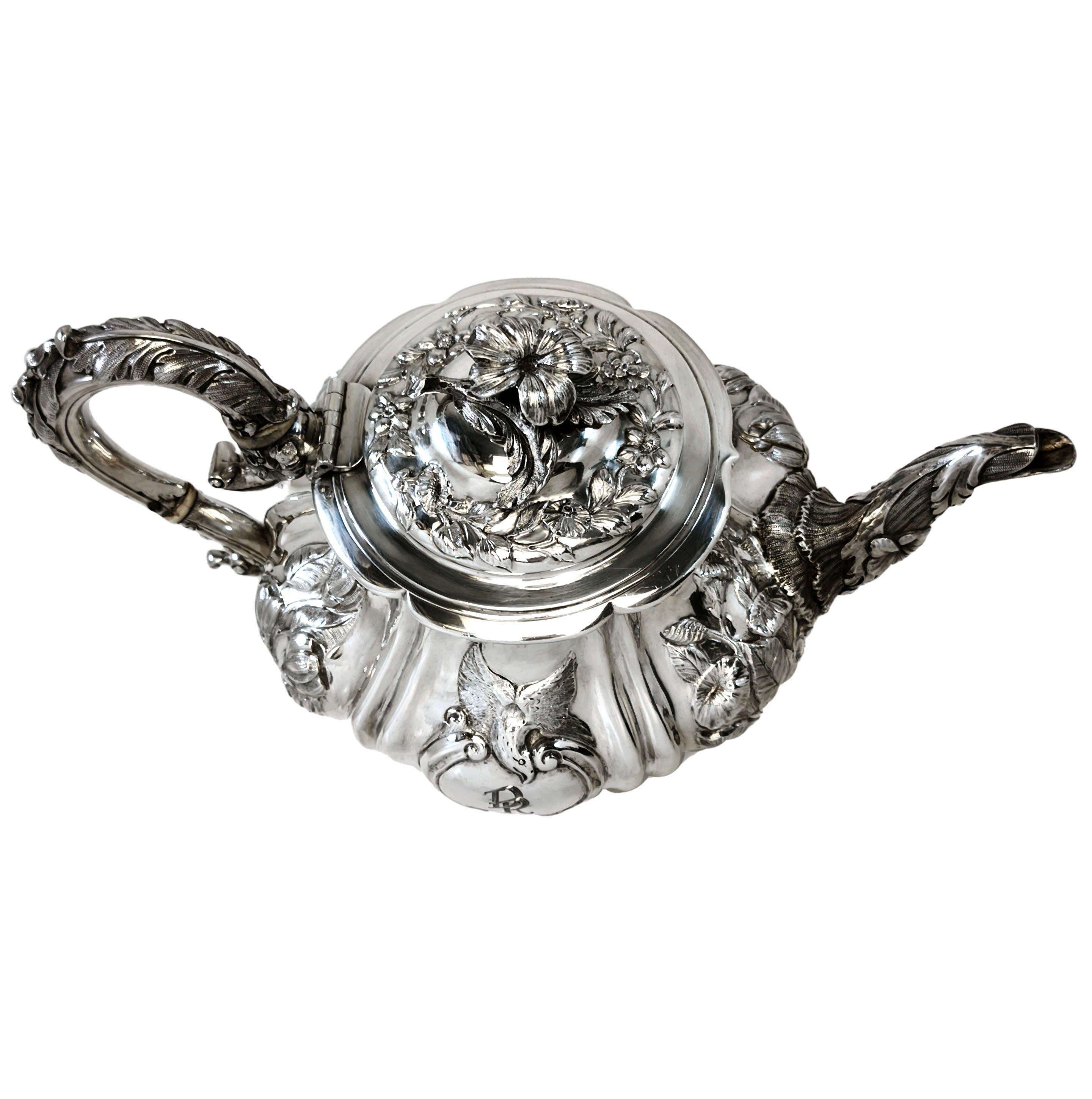 English Antique William IV Silver 4 Piece Tea & Coffee Set London, England 1834 - 1836 For Sale