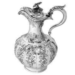 Antique William IV Silver Claret Jug Wine Ewer Pitcher London London 1837