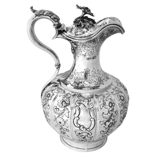 Antique William IV Silver Claret Jug Wine Ewer Pitcher London London 1837