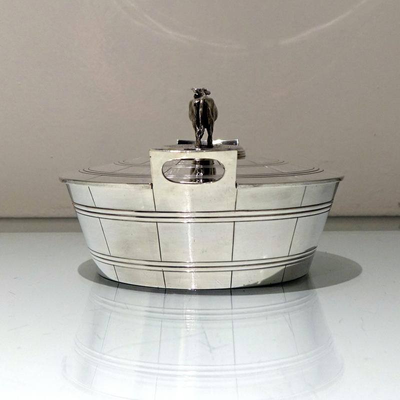 British Antique William IV Sterling Silver Butter Dish London 1834 Charles Fox For Sale
