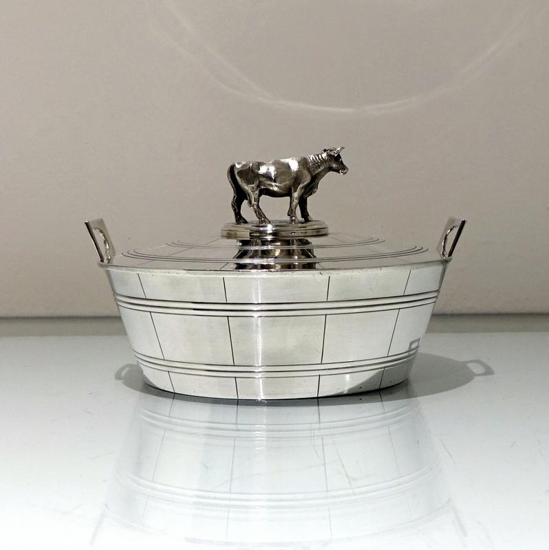 Mid-19th Century Antique William IV Sterling Silver Butter Dish London 1834 Charles Fox For Sale