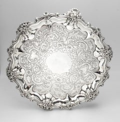 Antique William IV Sterling Silver Flat-Chased Waiter Tray London 1831