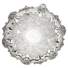 Antique William IV Sterling Silver Flat-Chased Waiter Tray London 1831