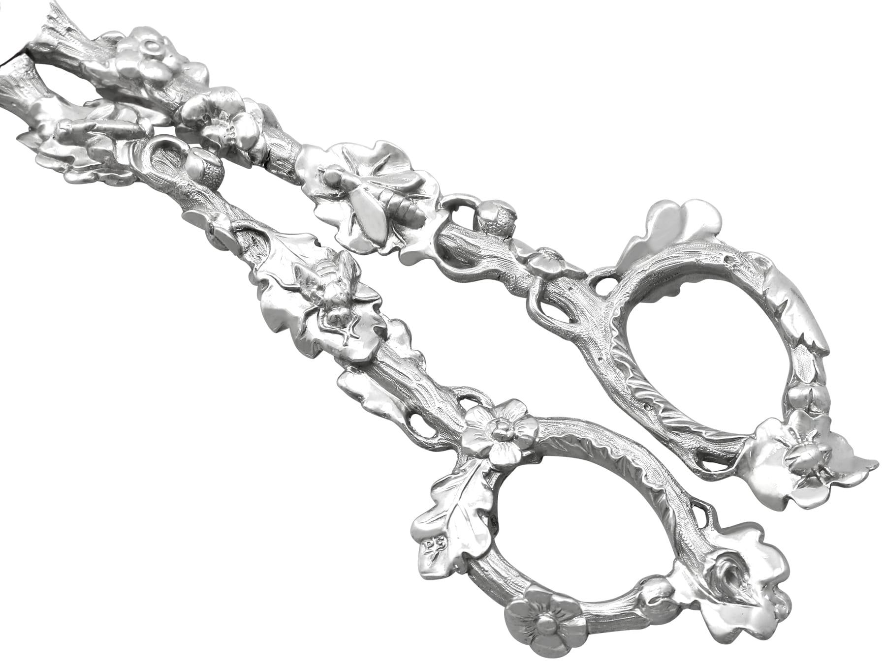 Antique William IV Sterling Silver Grape Shears by Paul Storr For Sale 6