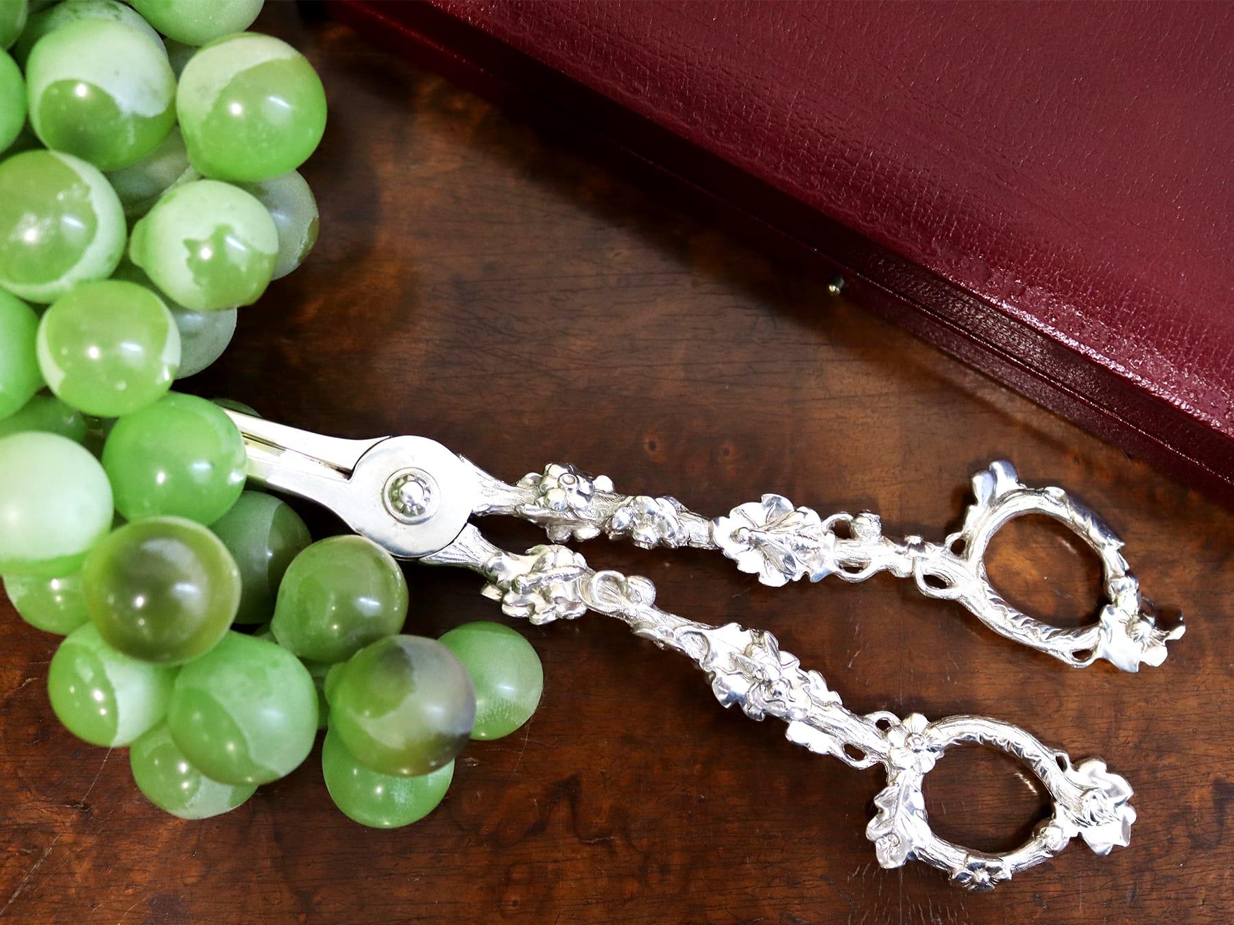 Mid-19th Century Antique William IV Sterling Silver Grape Shears by Paul Storr For Sale