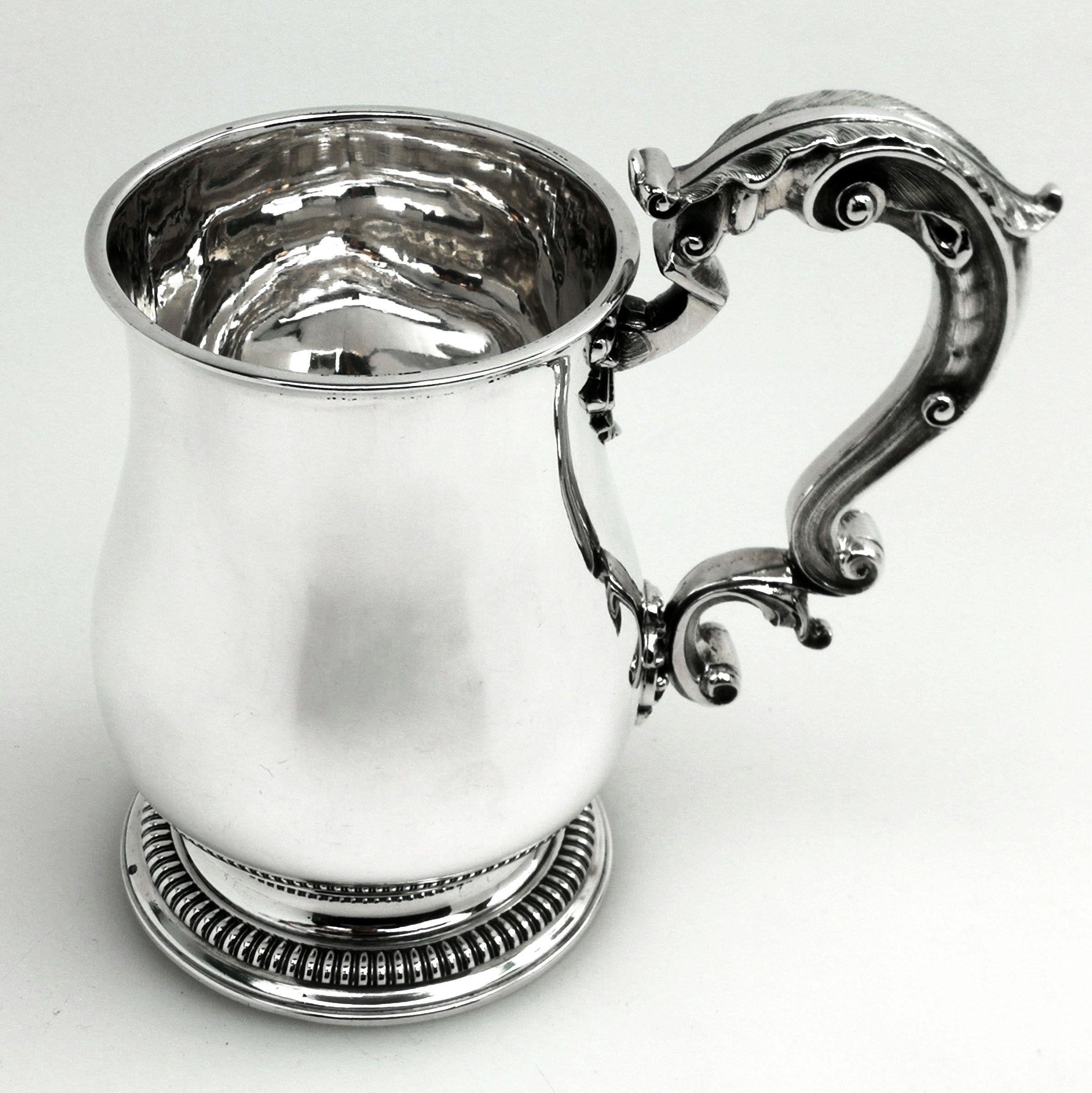 English Antique William IV Sterling Silver Mug / Beer Mug / Pint Mug 1835
