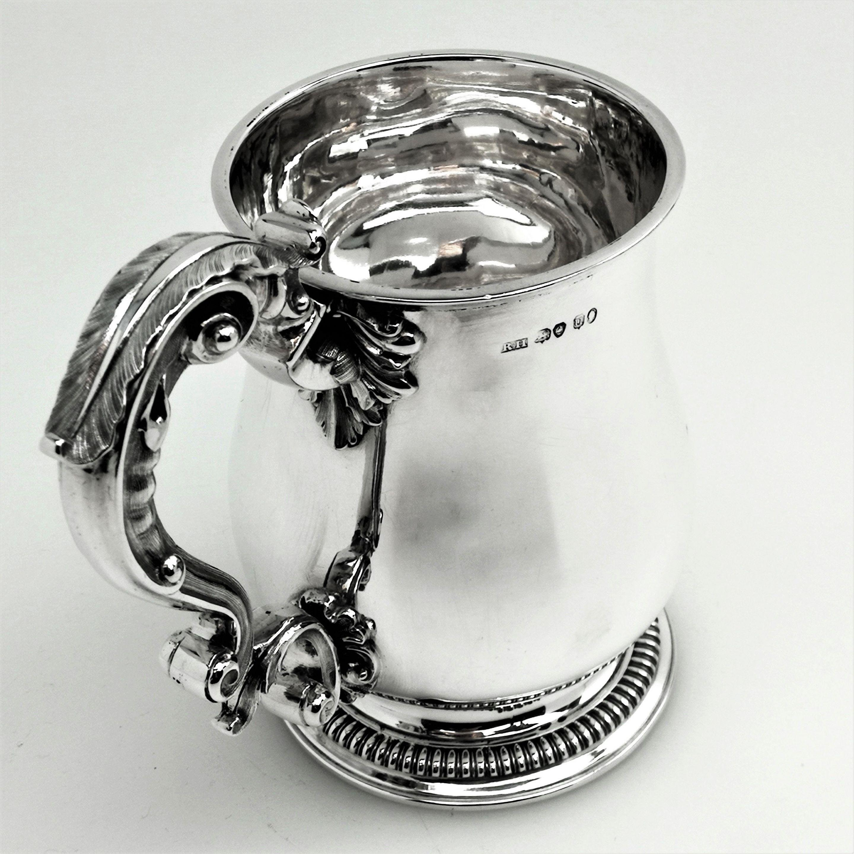 Antique William IV Sterling Silver Mug / Beer Mug / Pint Mug 1835 In Good Condition In London, GB