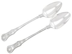 Antique Sterling Silver Queen's Pattern Gravy Spoons
