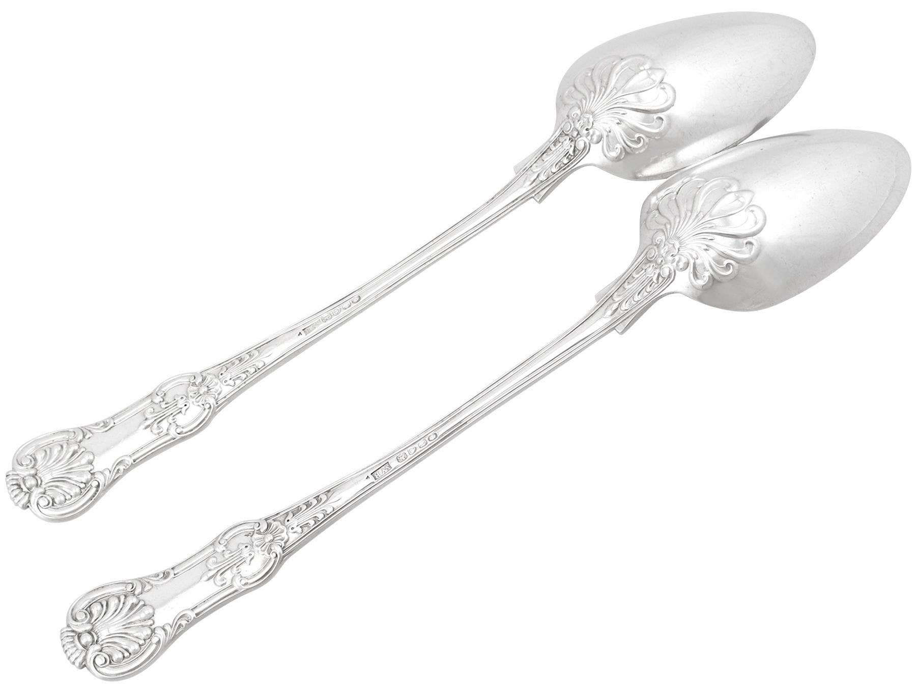 Antique Sterling Silver Queen's Pattern Gravy Spoons In Excellent Condition For Sale In Jesmond, Newcastle Upon Tyne