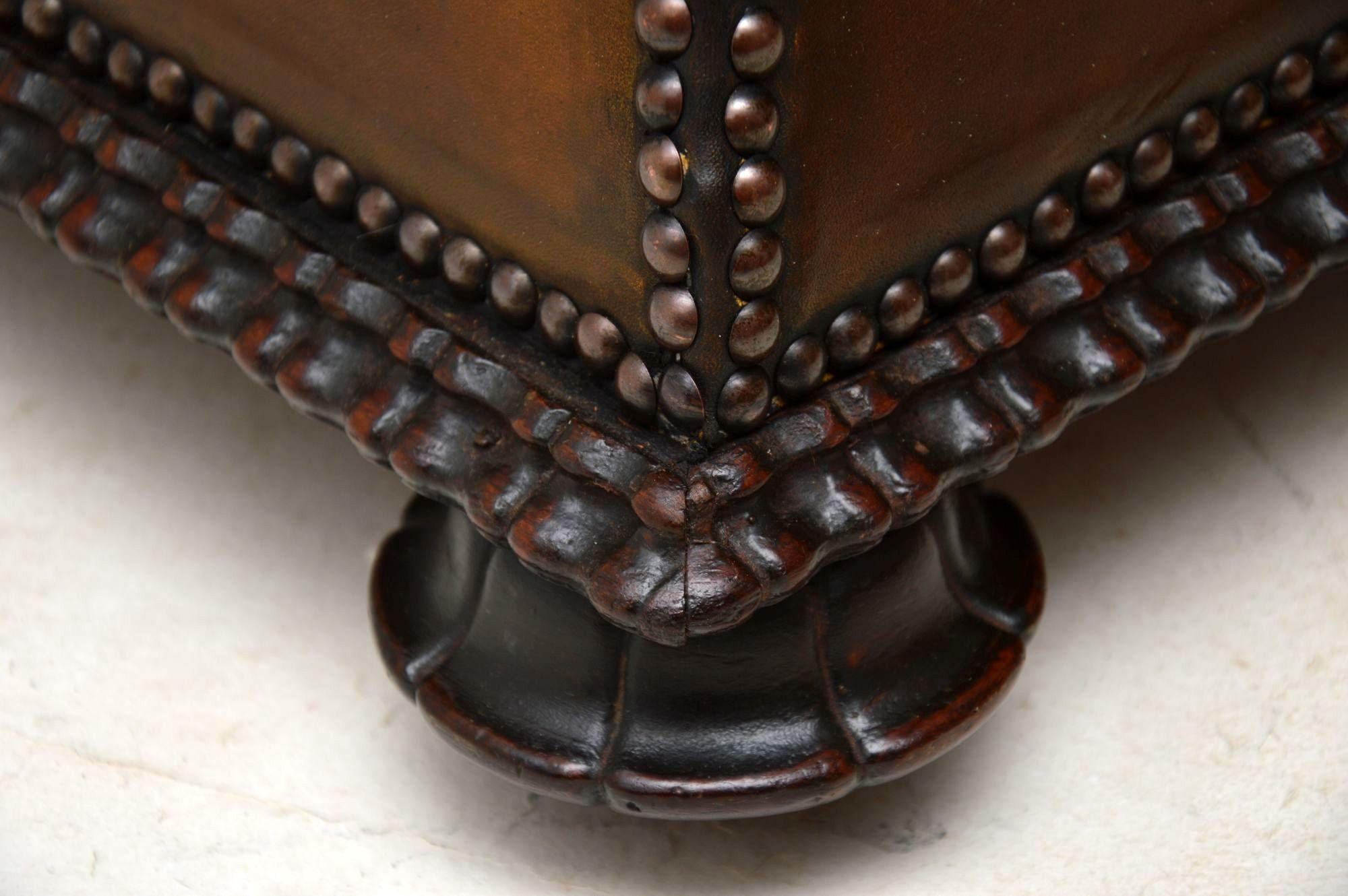 Antique William IV Studded Leather Ottoman Stool 4
