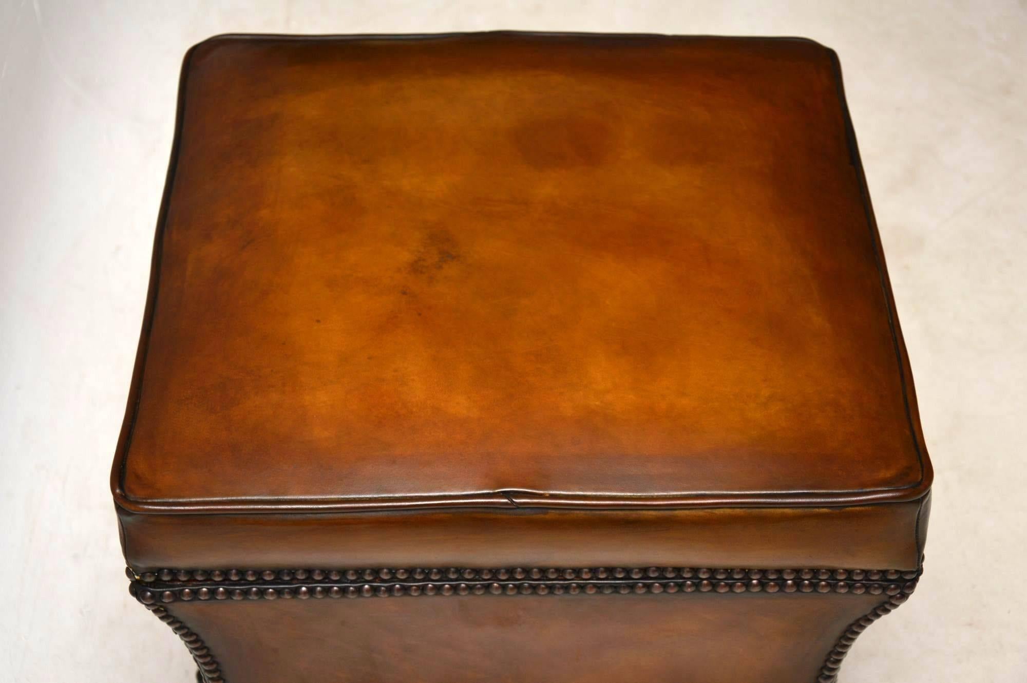 Antique William IV Studded Leather Ottoman Stool In Excellent Condition In London, GB