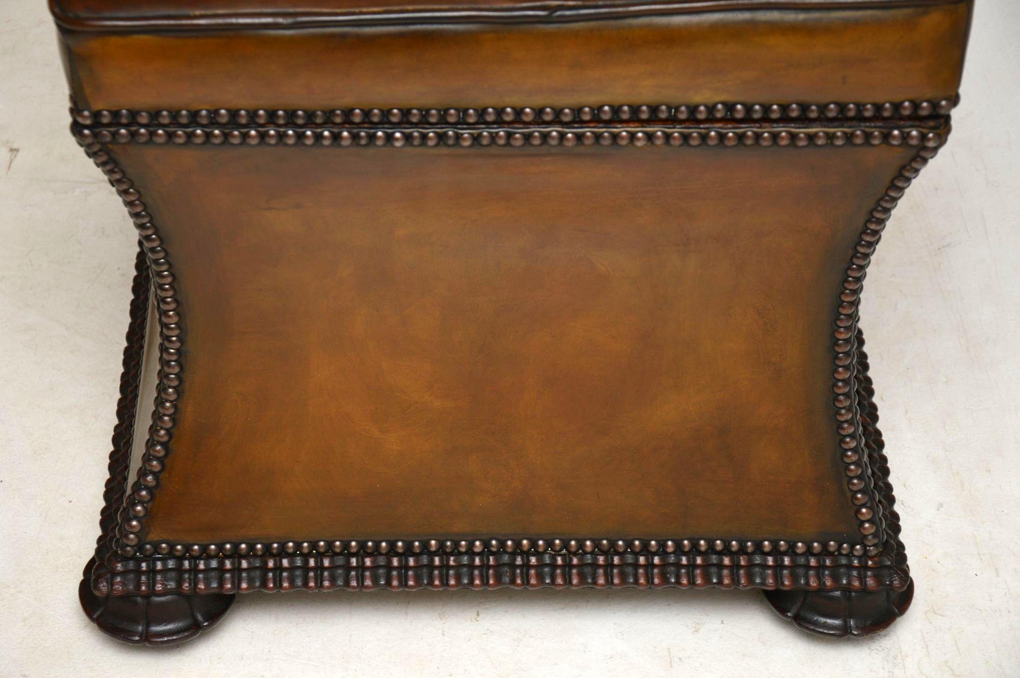 Antique William IV Studded Leather Ottoman Stool 1