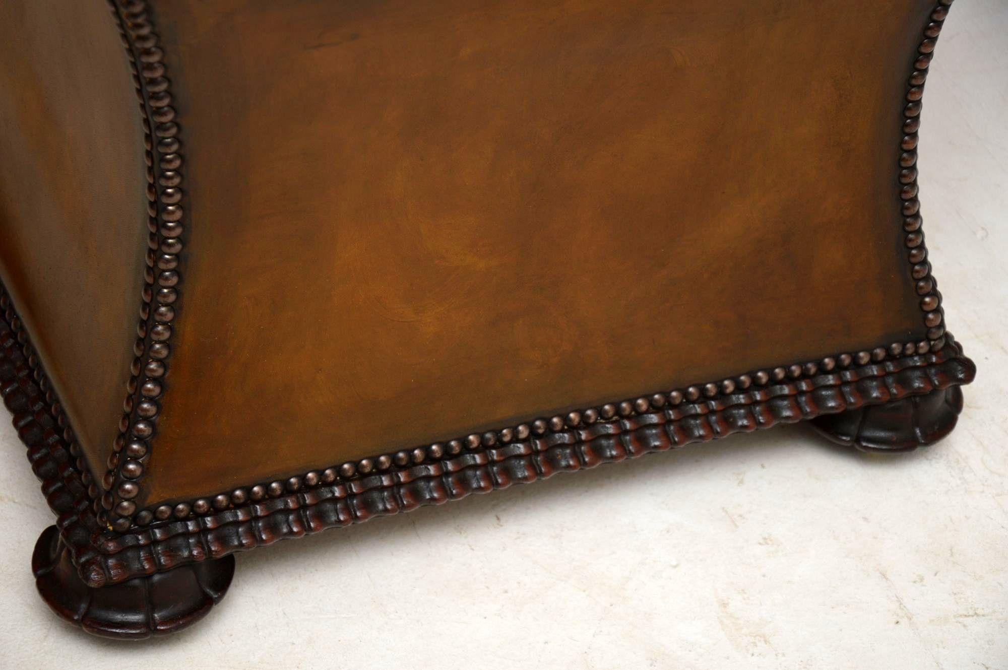 Antique William IV Studded Leather Ottoman Stool 2