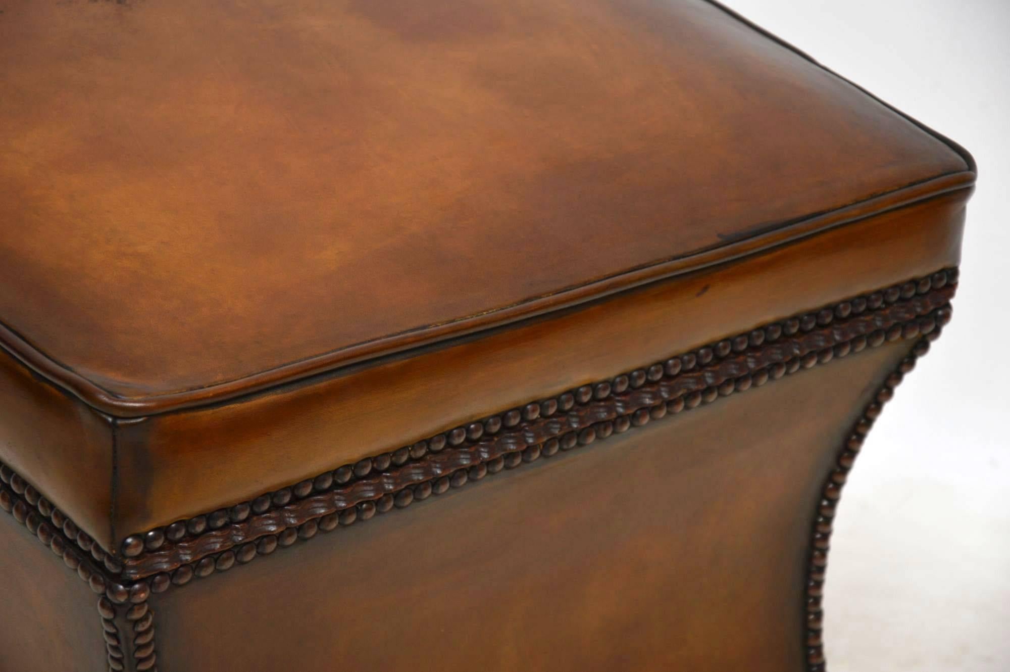 Antique William IV Studded Leather Ottoman Stool 3