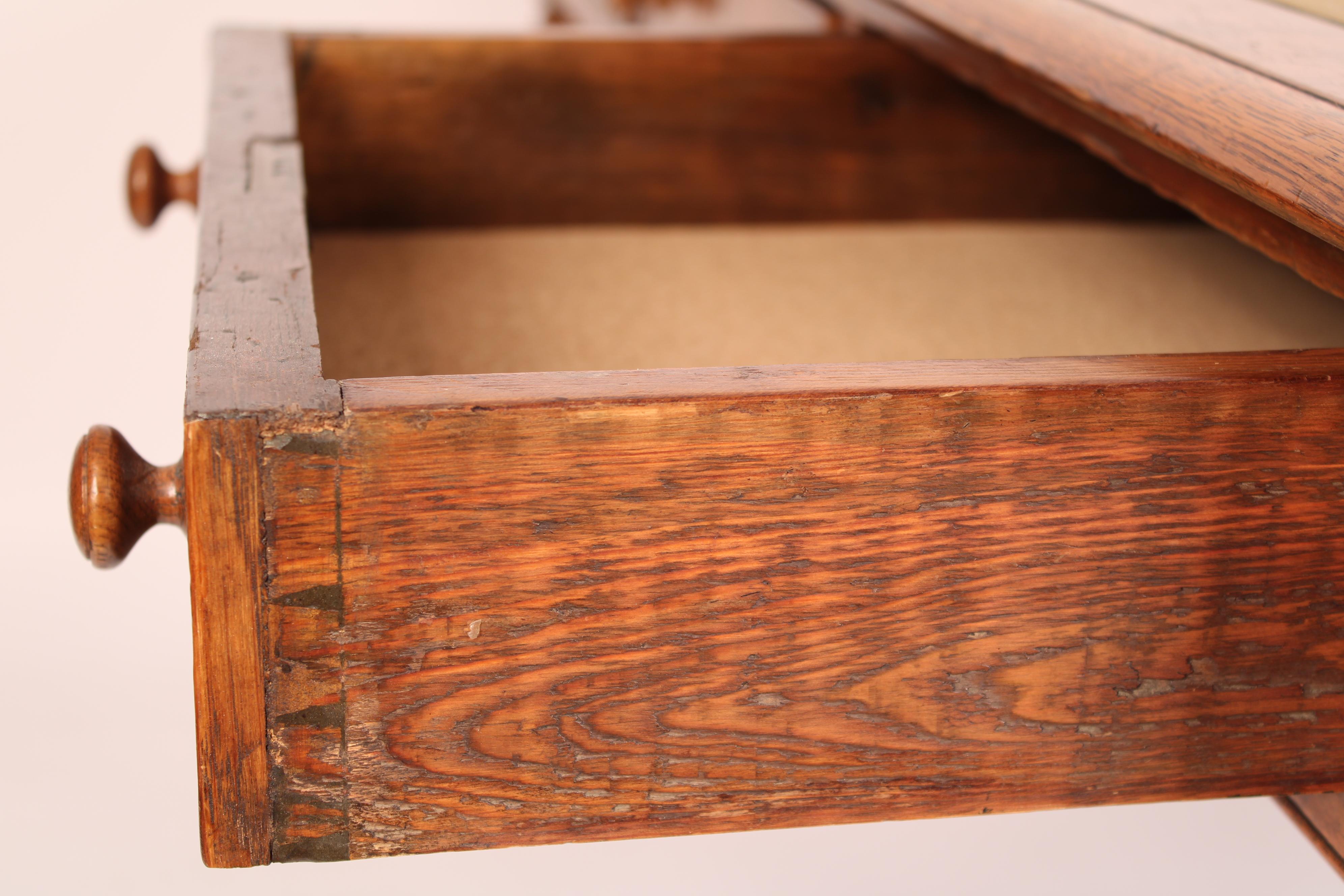 Antique William IV Style Oak and Pollard Oak Leather Top Writing Table For Sale 5
