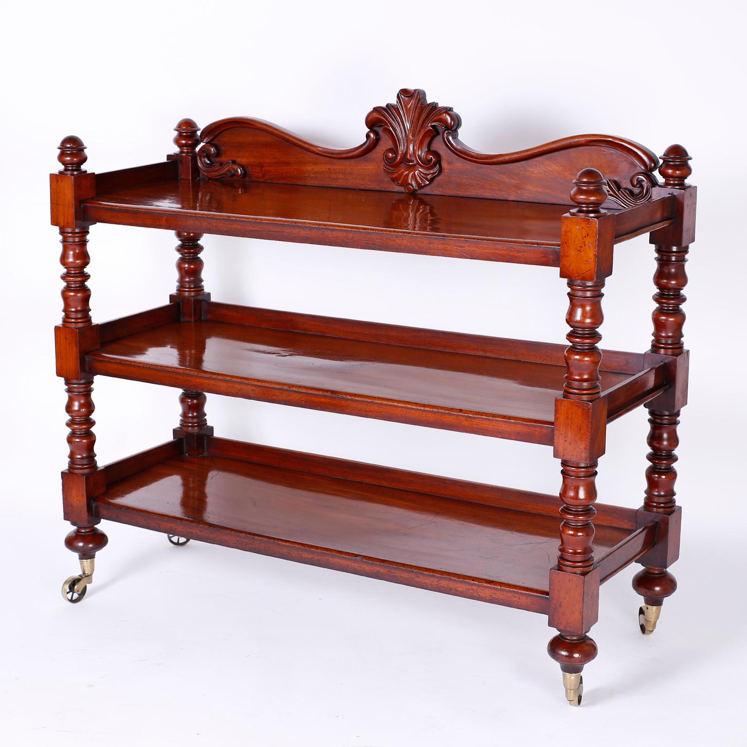 British Colonial Antique William IV Style Three-Tiered Étagère or Server or Set of Shelves