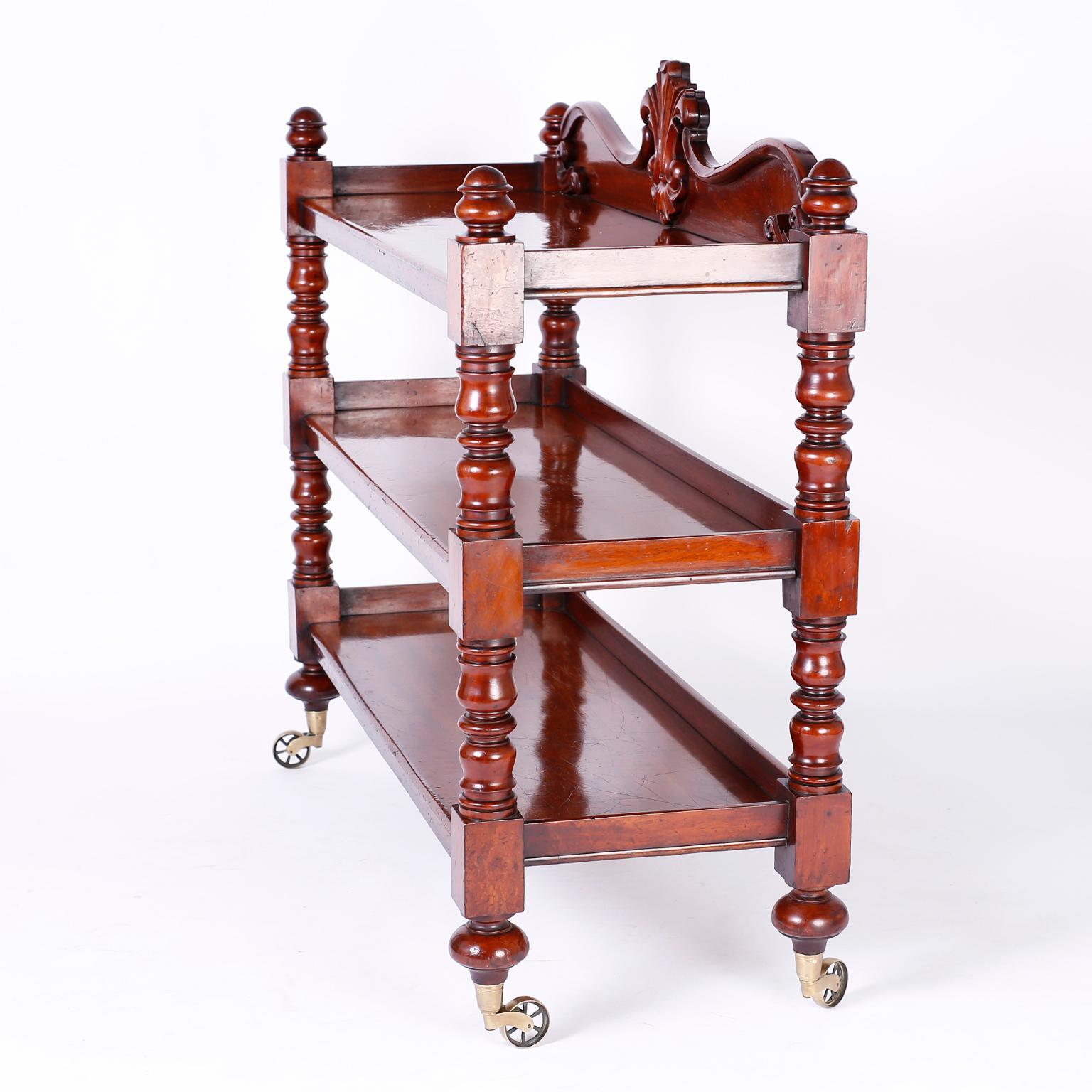 English Antique William IV Style Three-Tiered Étagère or Server or Set of Shelves