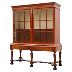 Antique William IV Style Walnut Display Cabinet, UK, 18th Century