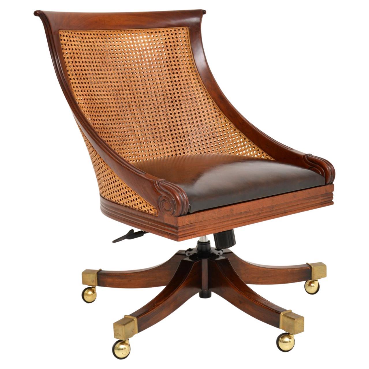 Antique Decorative Desk Leather Swivel Chair at 1stDibs