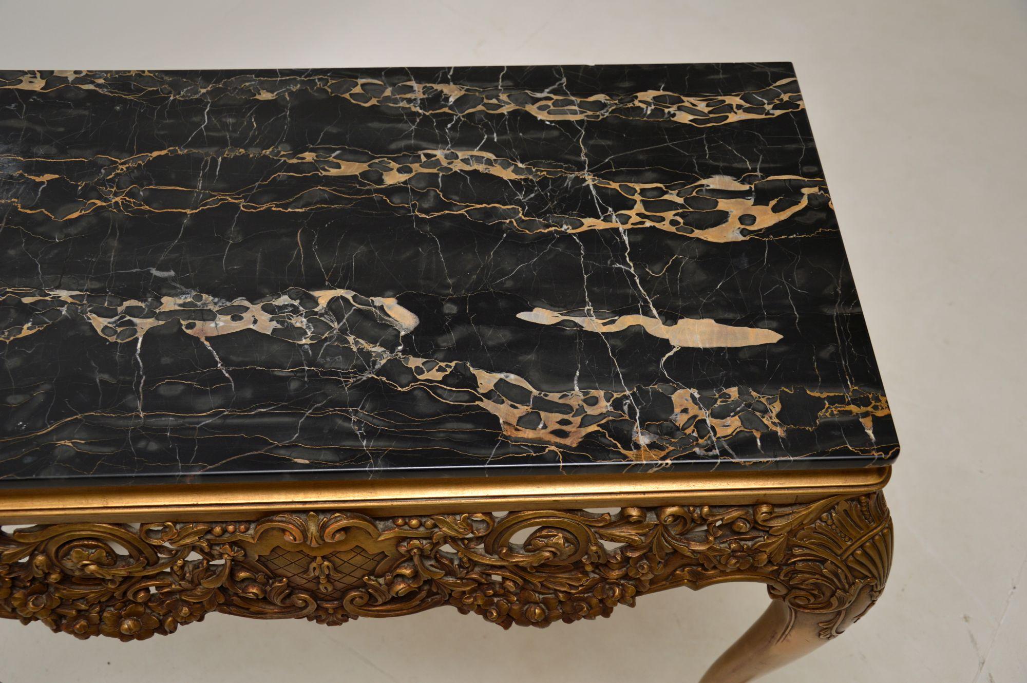 Mid-20th Century Antique William Kent Style Marble Top Gilt Wood Side Table For Sale
