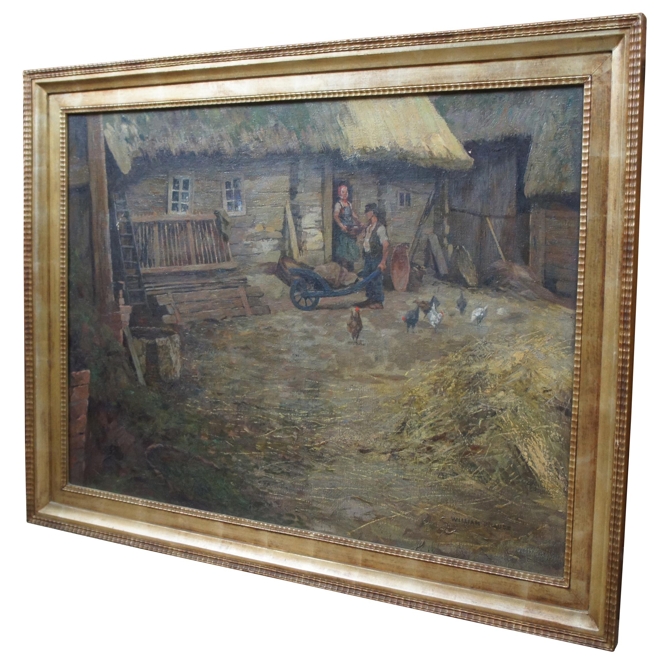 Original oil painting by German artist William Krause, circa 1910 . Titled “Gemaelde Baurenhof” (original farm painting). William Krause (1875 – 1925) was active/lived in Germany. William Krause was known for landscape painting.

Sans Frame - 37” x
