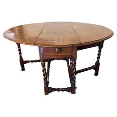 Antique William & Mary Fruitwood Gate Leg Drop Leaf Table