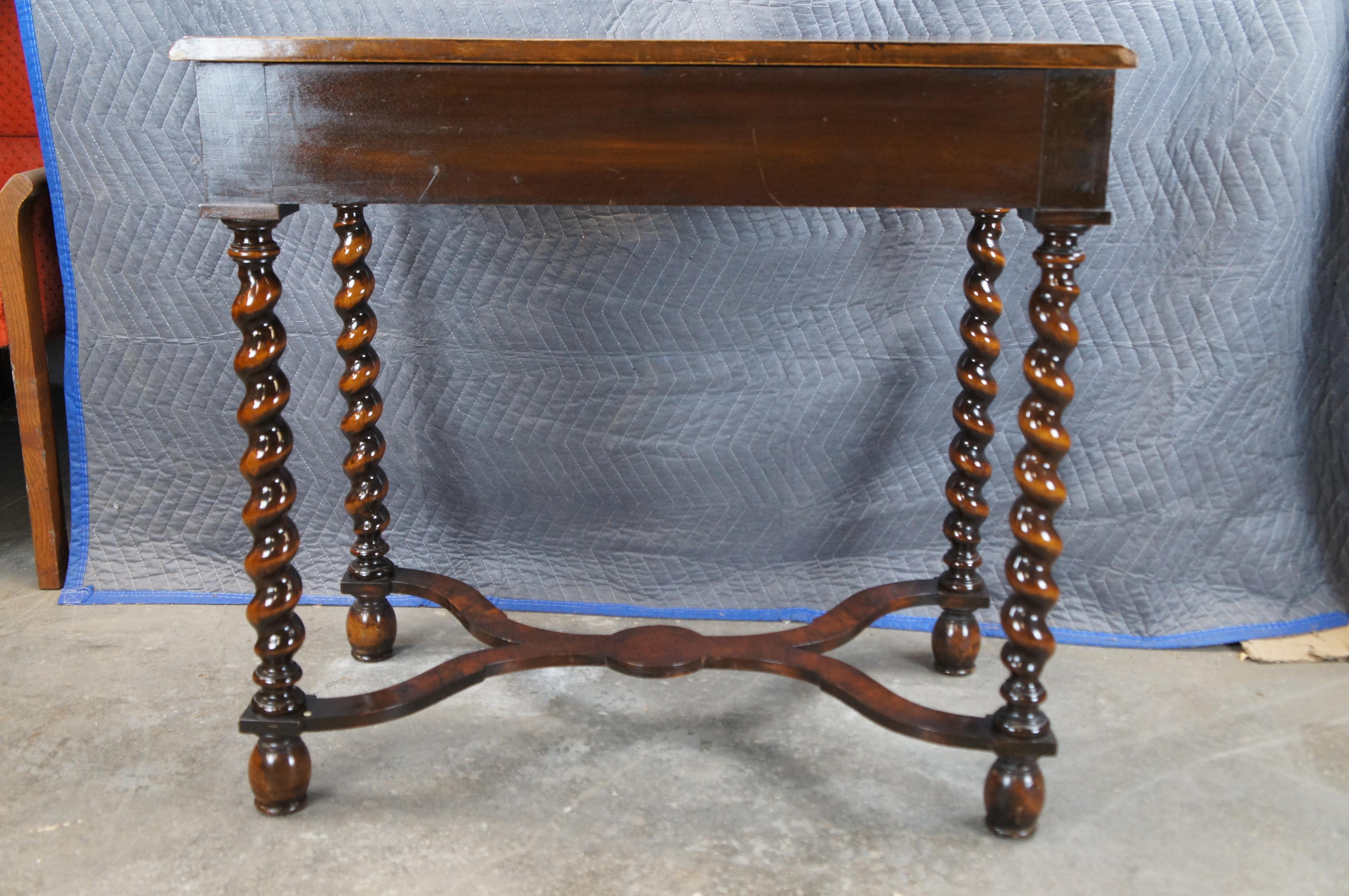 Antique William & Mary Mahogany Marquetry Barley Twist Dressing Console Table For Sale 6