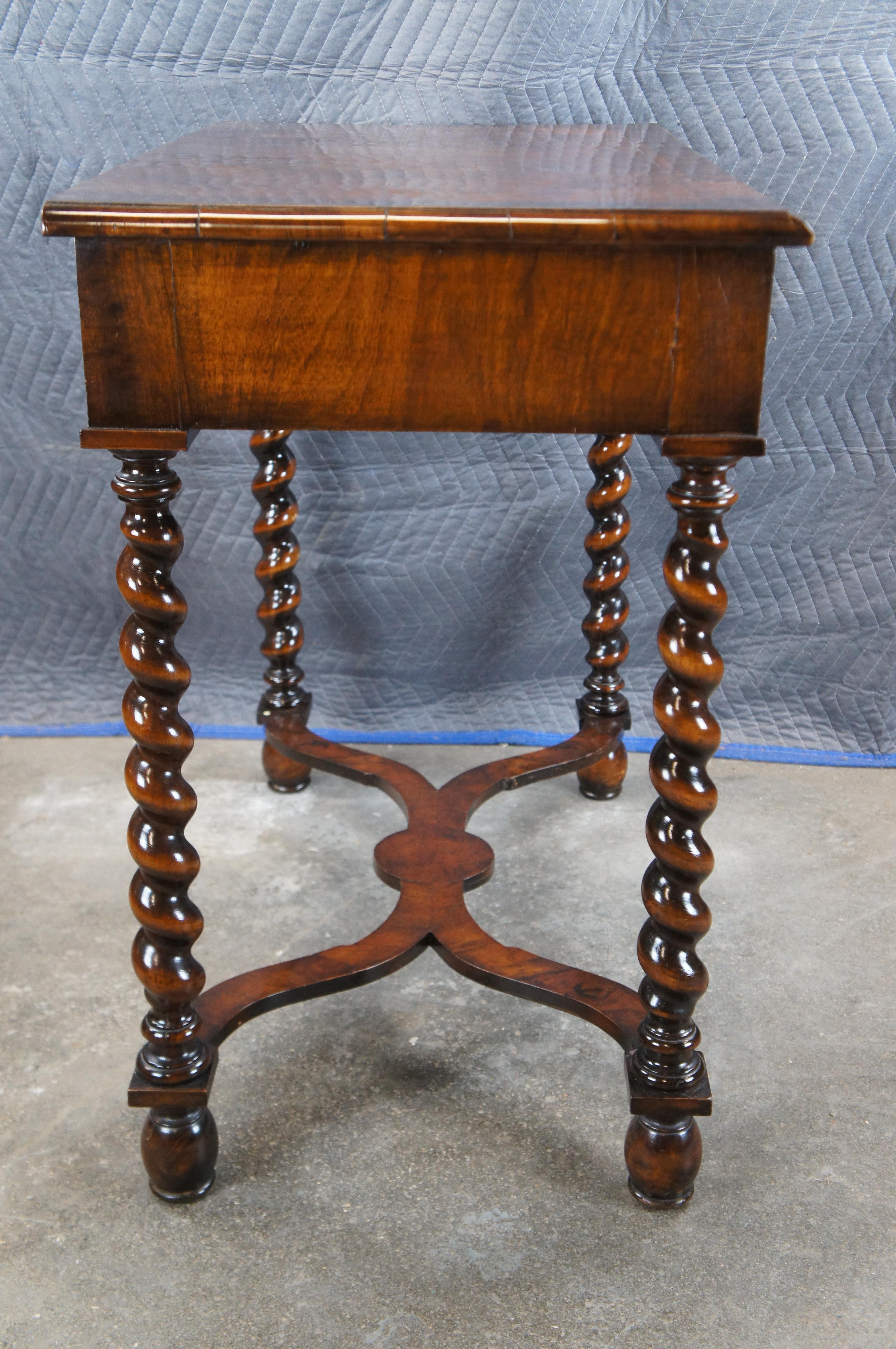 Antique William & Mary Mahogany Marquetry Barley Twist Dressing Console Table For Sale 7