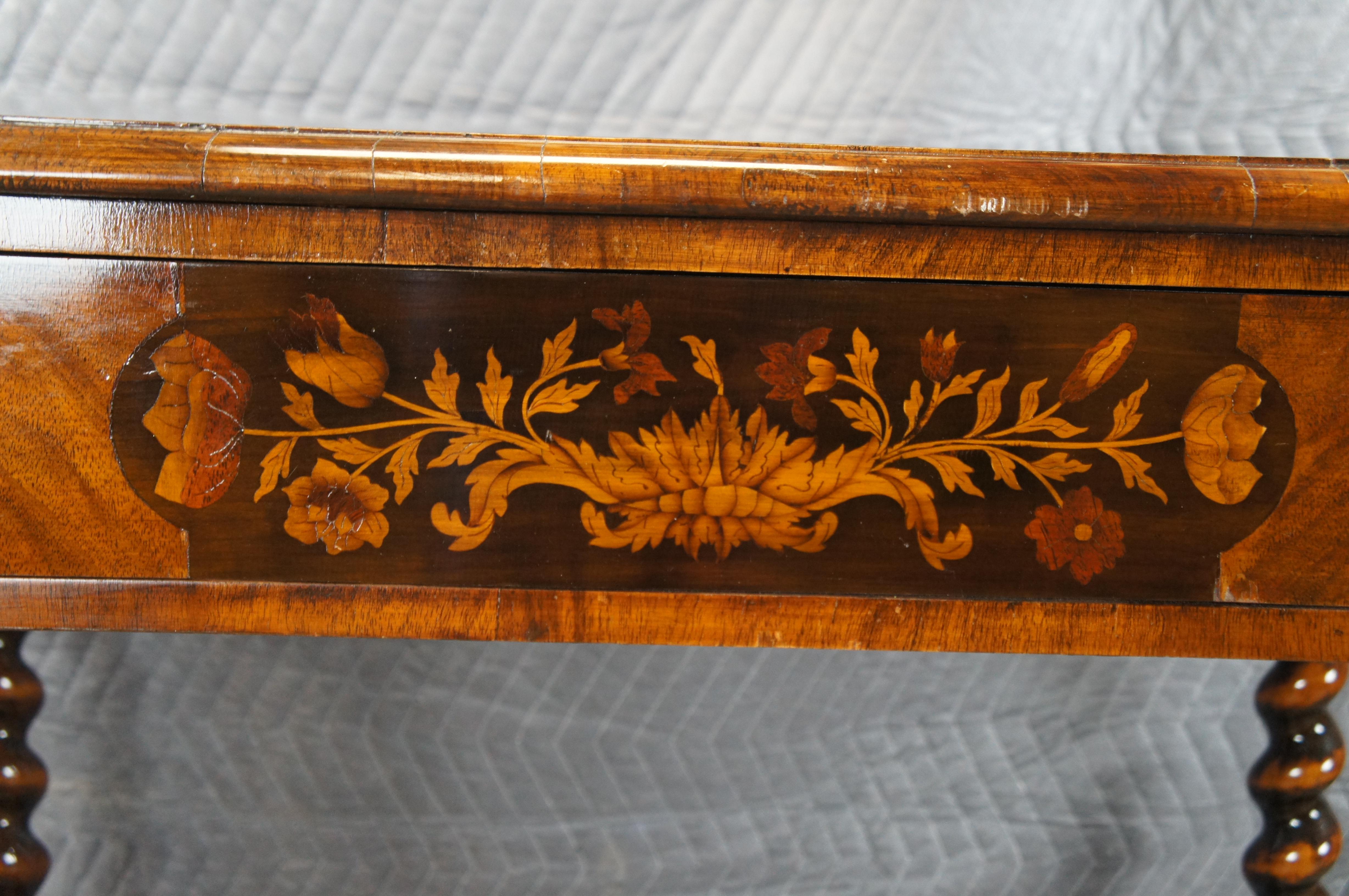 Antique William & Mary Mahogany Marquetry Barley Twist Dressing Console Table For Sale 2