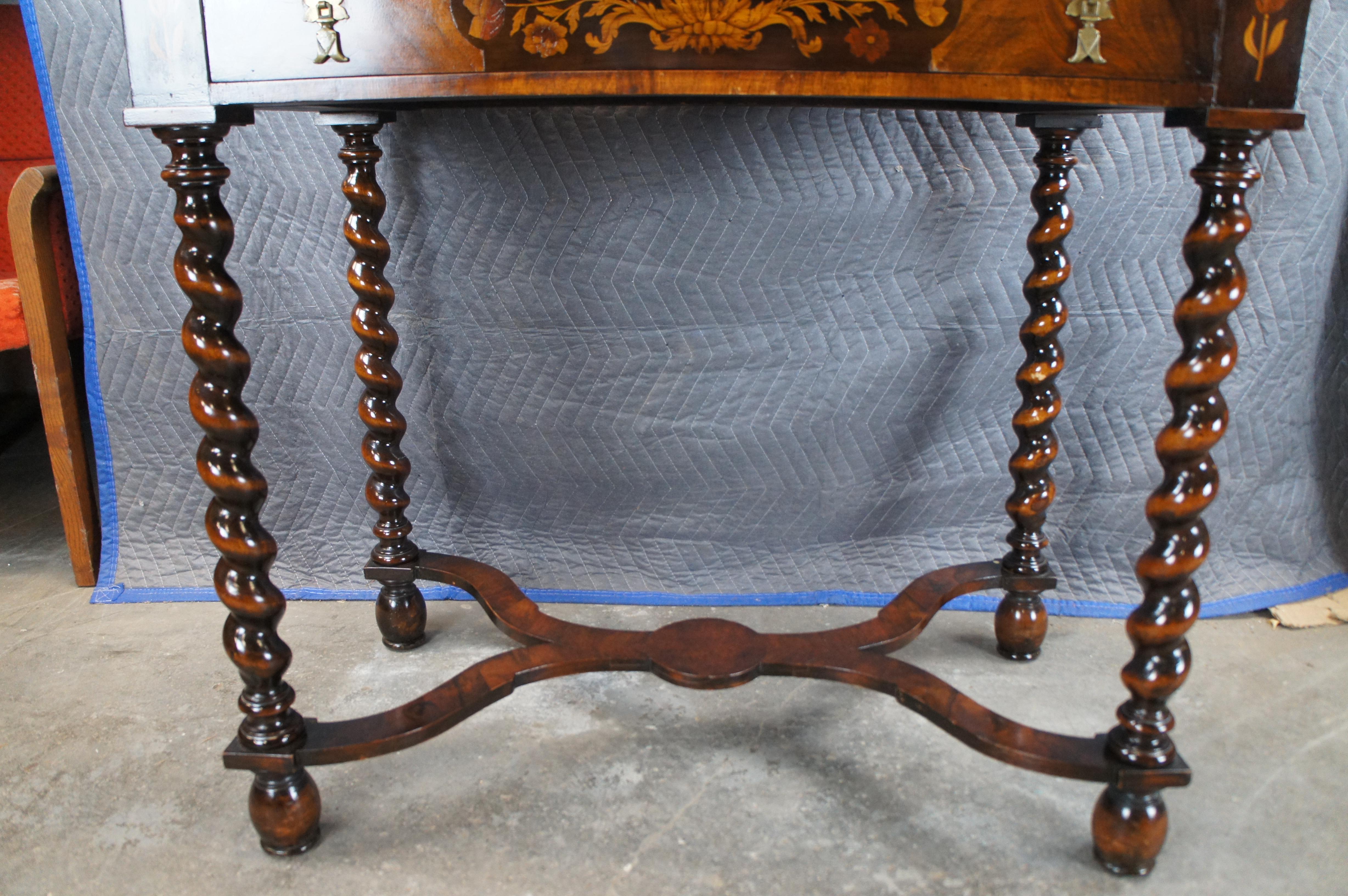 Antique William & Mary Mahogany Marquetry Barley Twist Dressing Console Table For Sale 4