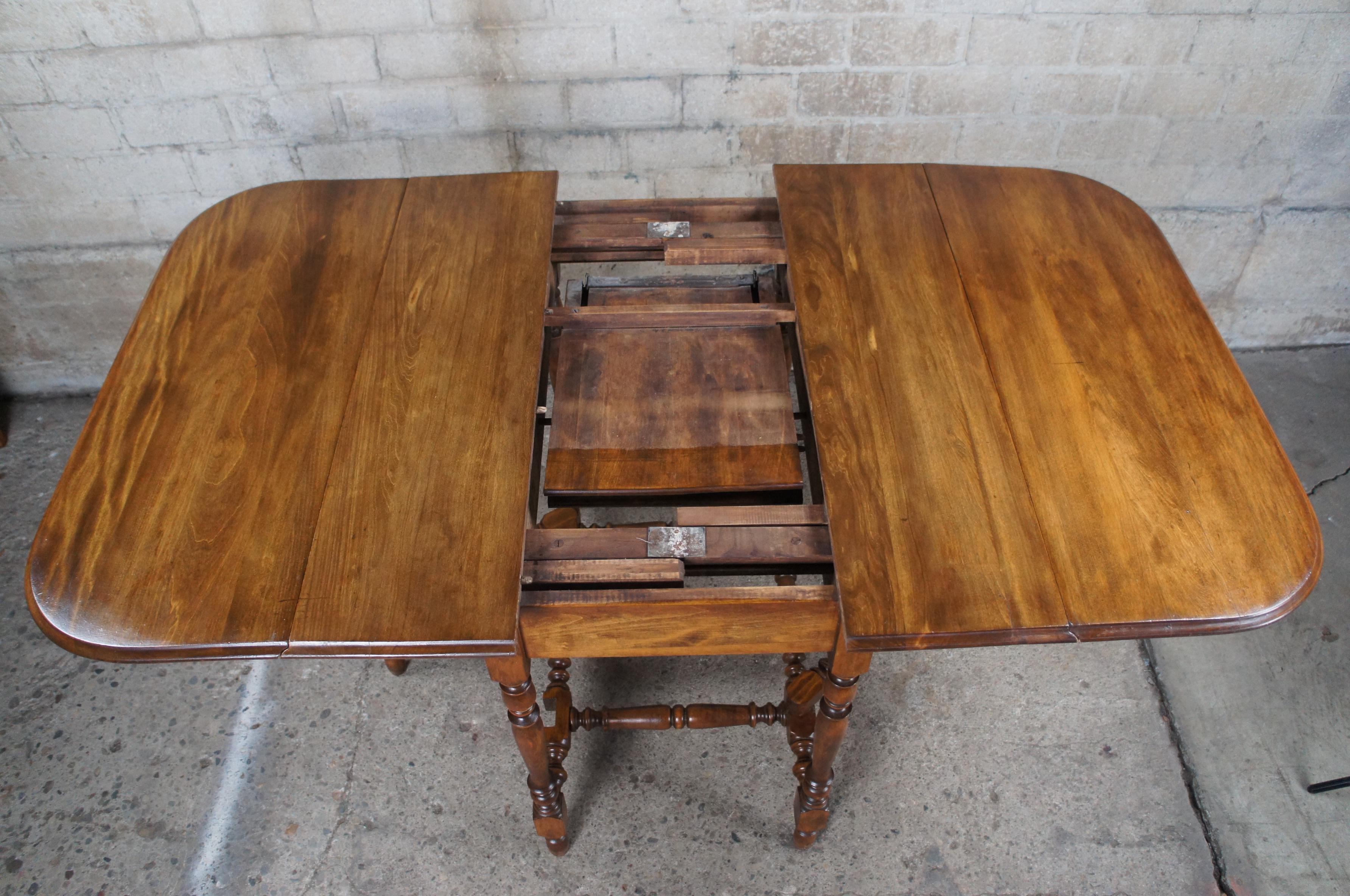 Antique William & Mary Maple Drop Leaf Gateleg Extendable Dining Farmhouse Table In Good Condition In Dayton, OH