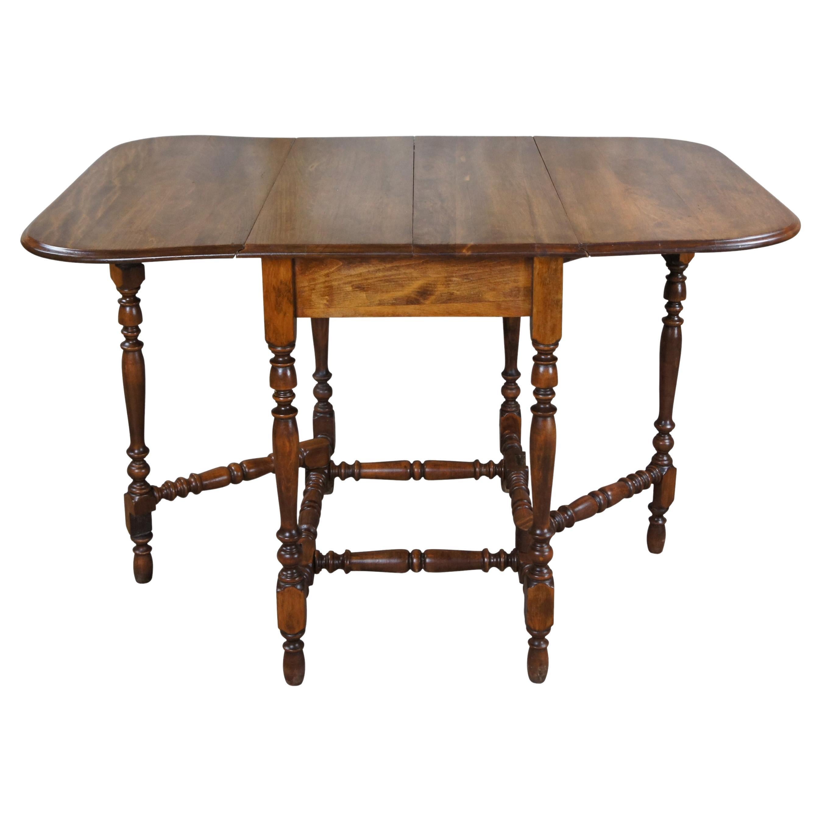 Antique William & Mary Maple Drop Leaf Gateleg Extendable Dining Farmhouse Table