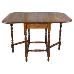 Ancienne table de ferme à manger à rallonge extensible William &amp;amp; Mary en érable avec pied en forme de porte à feuilles tombantes