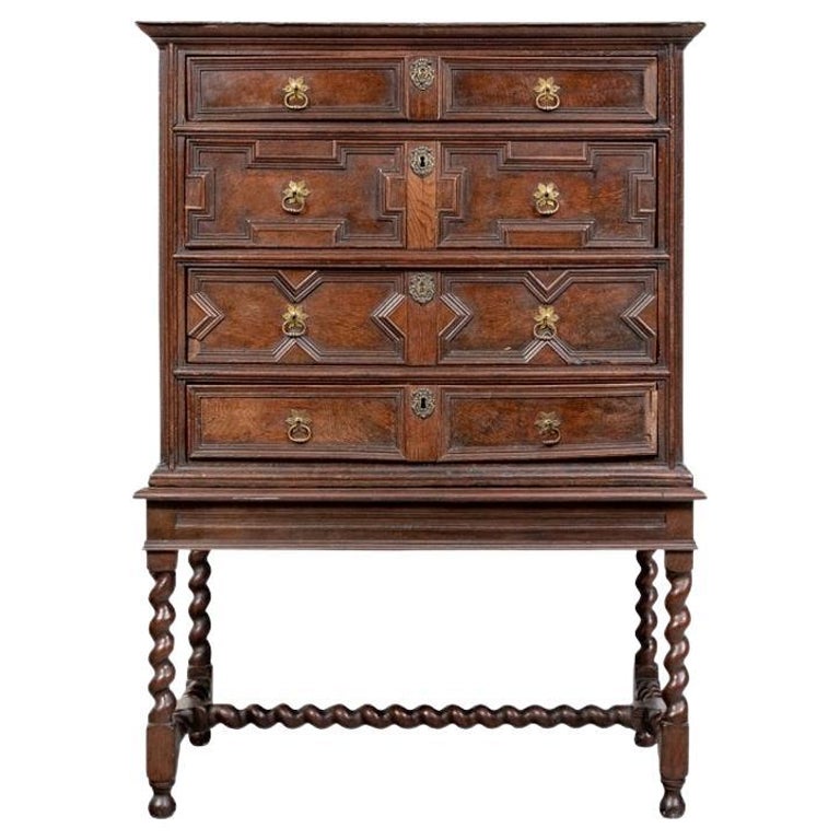 Antique William and Mary Style Chest on Stand For Sale at 1stDibs