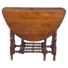 Antique William & Mary Style Oak Oval Drop Leaf Gateleg Side Table