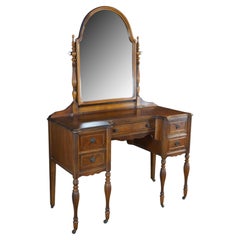 Antique William & Mary Style Walnut Dressing Table Dresser Vanity Mirror