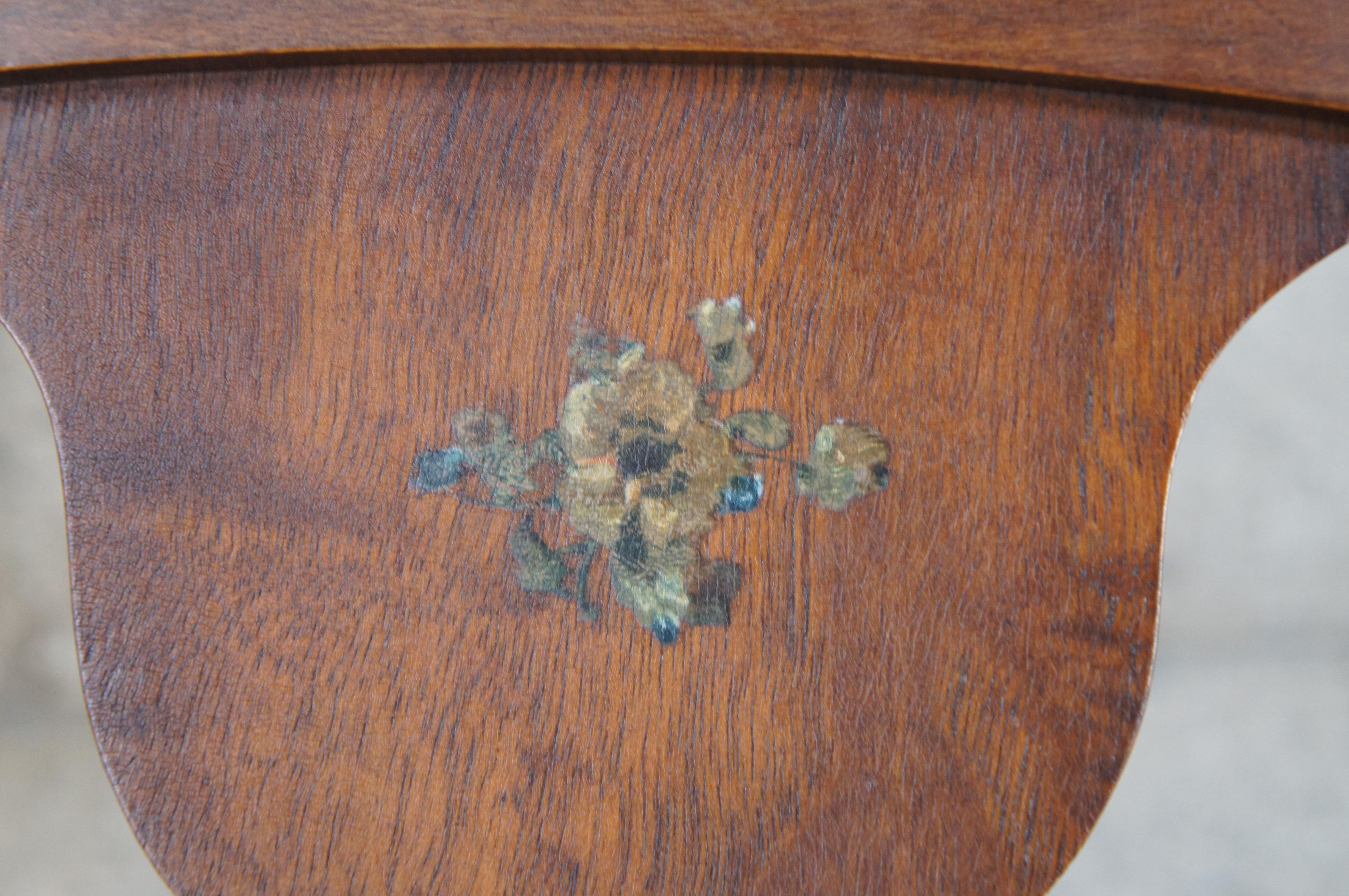 Antique William & Mary Style Walnut Pierced Slat Back Desk Dining Side Chair 6