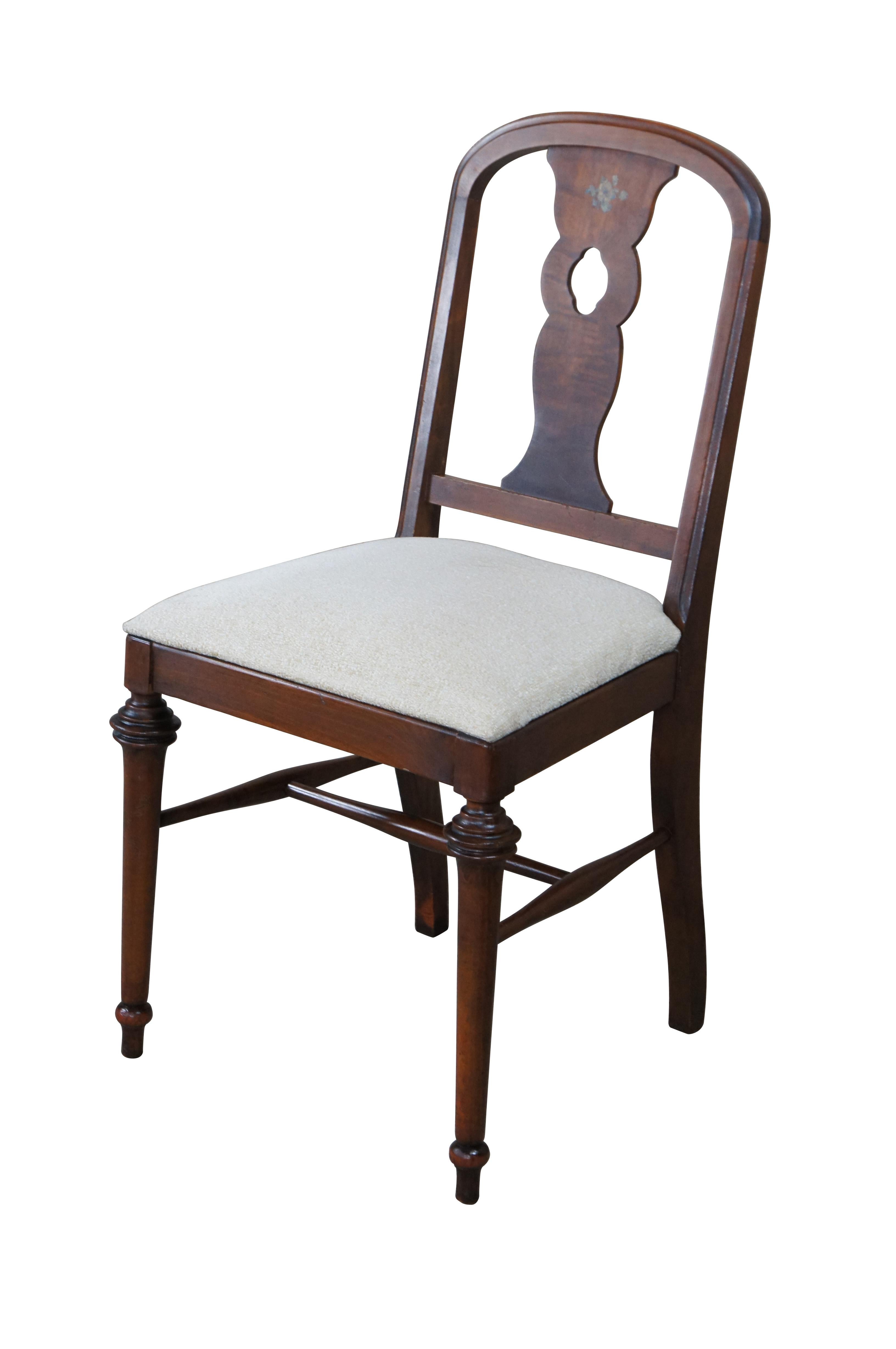 William and Mary Antique William & Mary Style Walnut Pierced Slat Back Desk Dining Side Chair