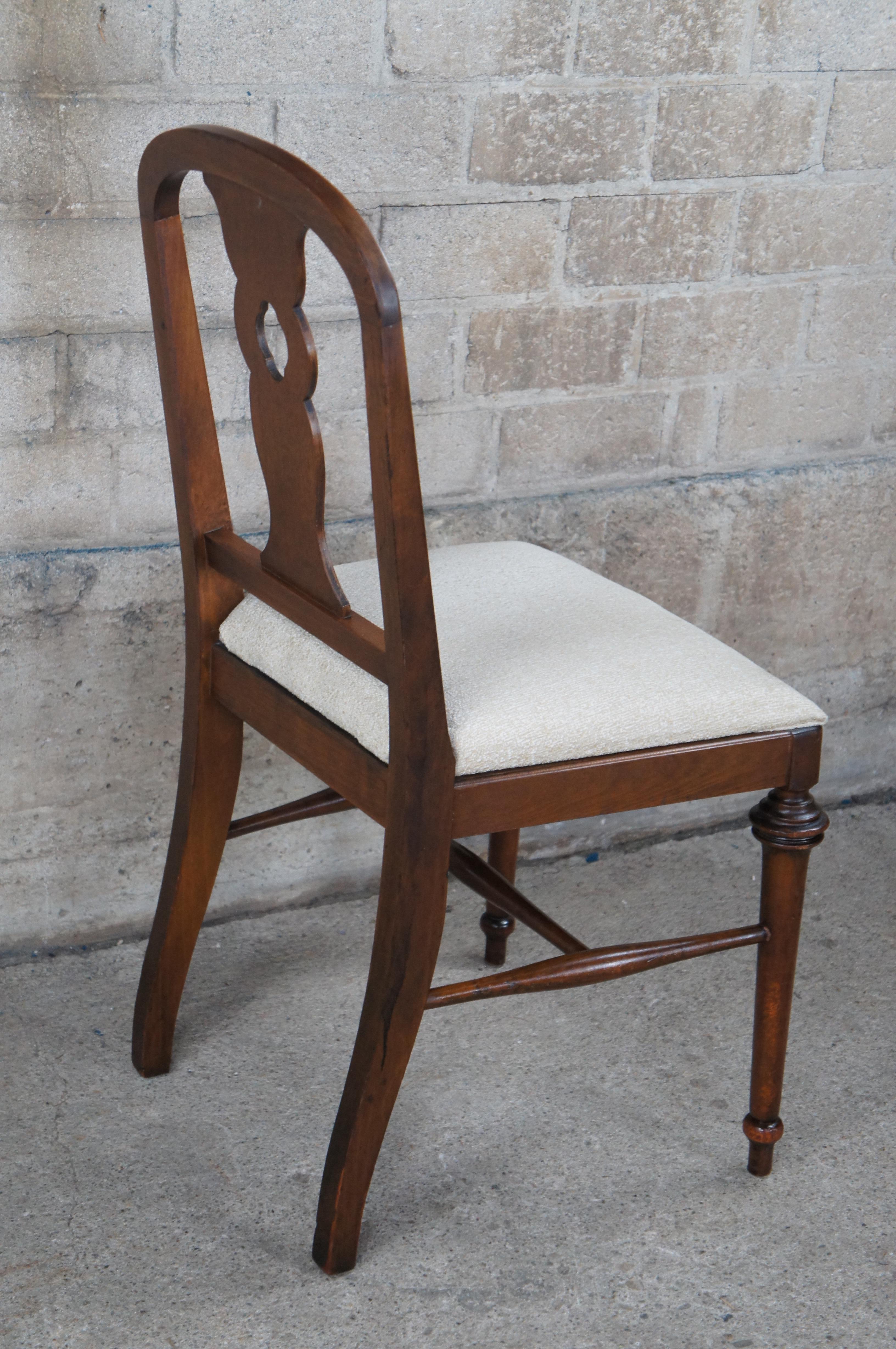 Antique William & Mary Style Walnut Pierced Slat Back Desk Dining Side Chair 1